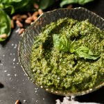 Keto pesto in a glass bowl