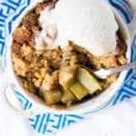 Low carb & keto apple crumble with vanilla ice cream