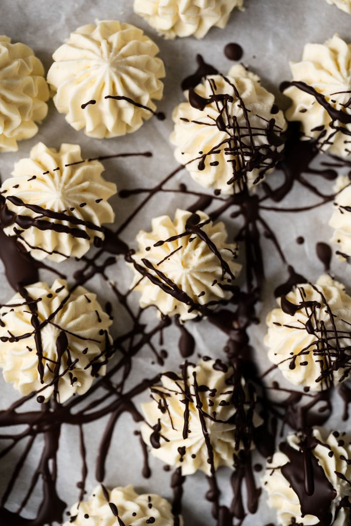 ButtercreamÂ keto fat bombs drizzled with chocolate