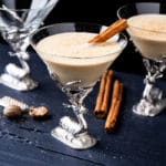 Homemade paleo and keto eggnog in Christmas glasses