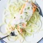 Gluten Free & Keto Salmon Tzatziki with Cucumber Noodles 🐟 # ketosalmon #salmontzatziki