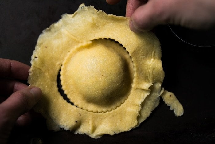 Shaping keto ravioli