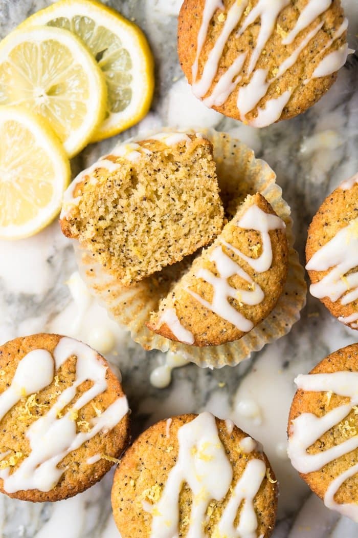 A Halved Gluten Free, Paleo & Keto Lemon Poppy Seed Muffin