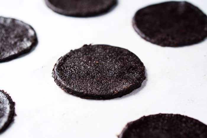 Unbaked keto chocolate wafer cookies