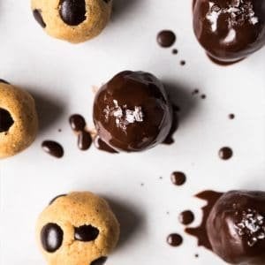 Keto cookie dough with chocolate chips and flaky sea salt