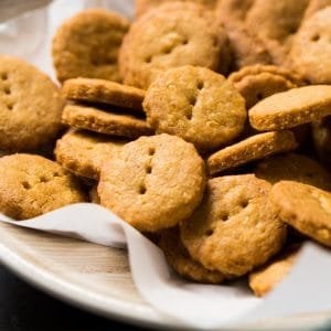 Gluten free and keto cheddar cheese crackers