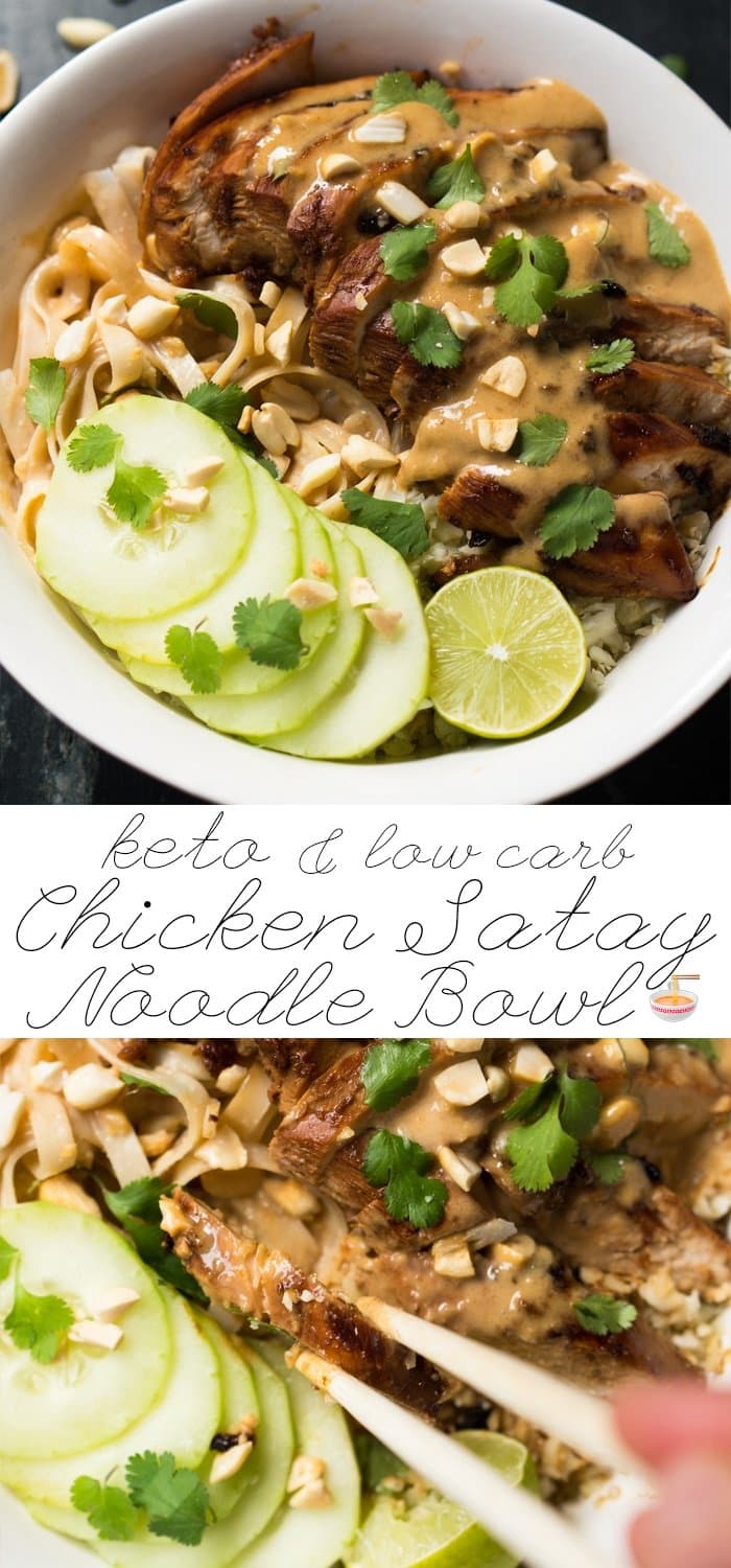 Low Carb & Keto Chicken Satay Noodle Bowl 🍜 Easy-peasy! #keto #ketodiet #lowcarb #healthyrecipes