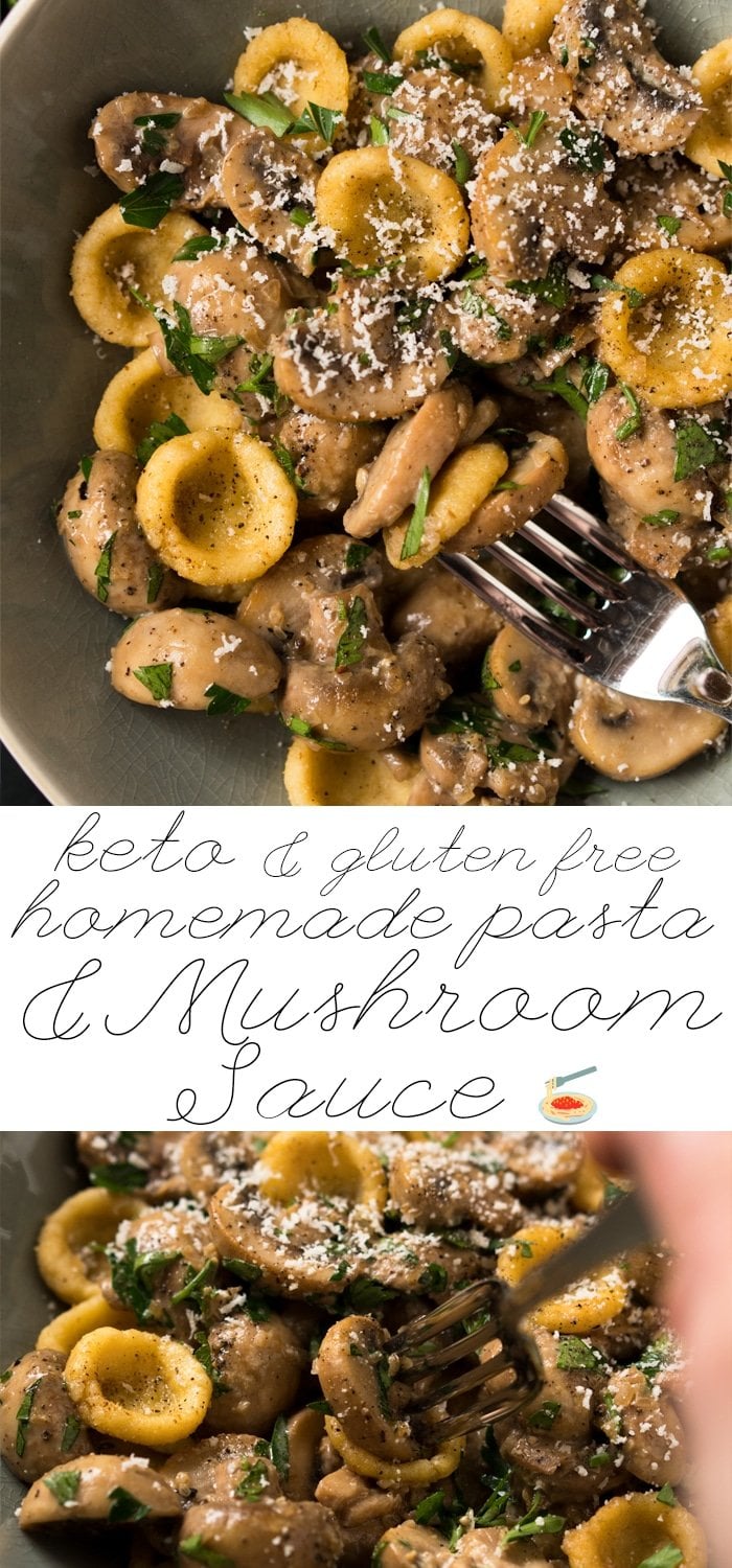 Creamy Gluten Free & Keto Mushroom Pasta 🍝 Served with homemade orecchiette or zoodles! #keto #ketodiet #lowcarb #healthyrecipes