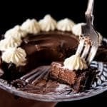 Eating a keto chocolate French silk pie with a fork