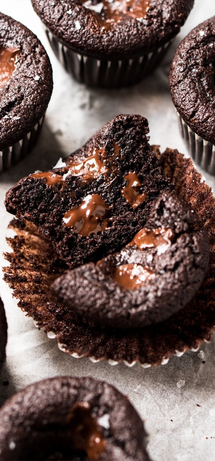 Gluten Free, Paleo & Keto Double Chocolate Muffins 🍫 Extra fudgy! #keto #ketodessert #lowcarb #paleo #glutenfree #chocolate #muffins #healthyrecipes