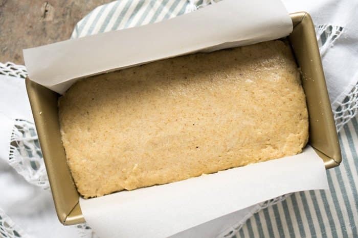 Keto bread with yeast before rising