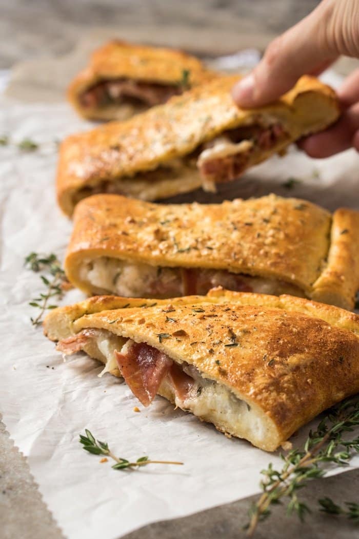 Taking a slice of the keto calzone