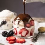 Keto frozen yogurt with a chocolate magic shell
