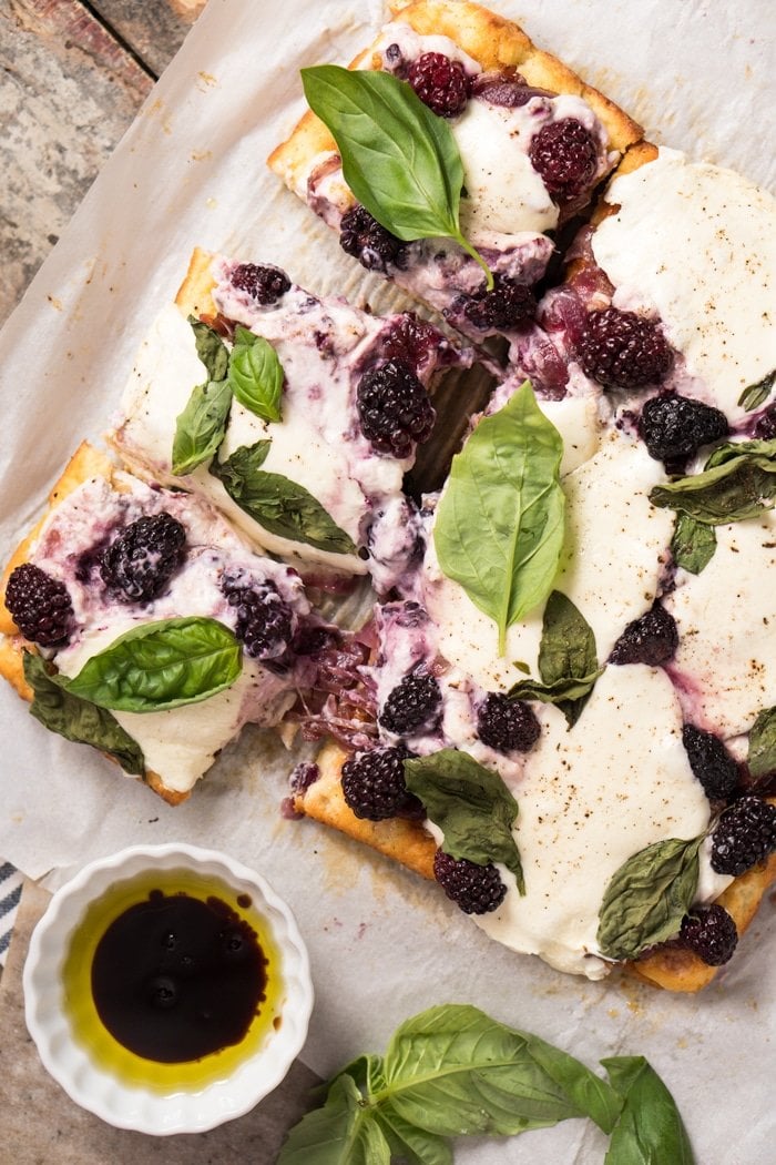Gluten Free, Low Carb & Keto Three Cheese Blackberry Focaccia #keto #glutenfree #lowcarb #healthyrecipes #focaccia #pizza