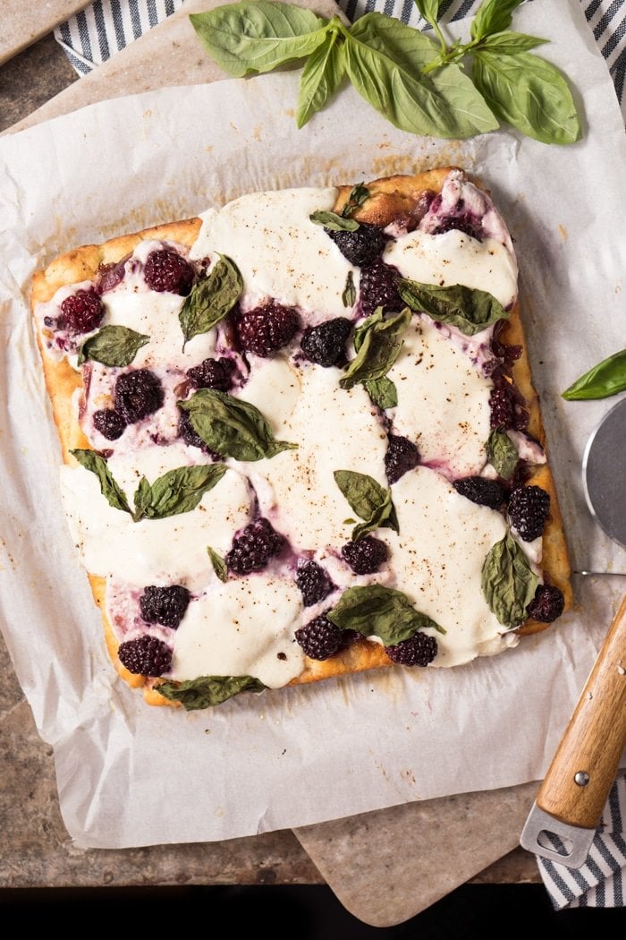 Gluten Free, Low Carb & Keto Three Cheese Blackberry Focaccia #keto #glutenfree #lowcarb #healthyrecipes #focaccia #pizza