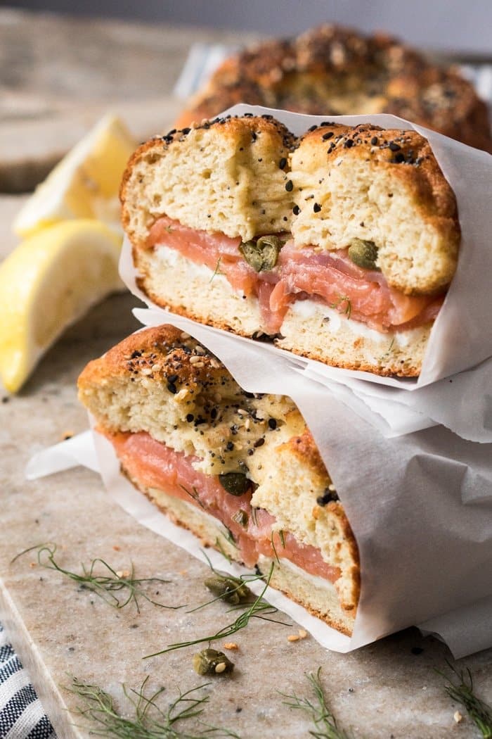 Gluten Free, Paleo & Keto Bagels #keto #lowcarb #glutenfree #paleo #healthyrecipes #bagels #dairyfree #ketorecipes #ketodiet