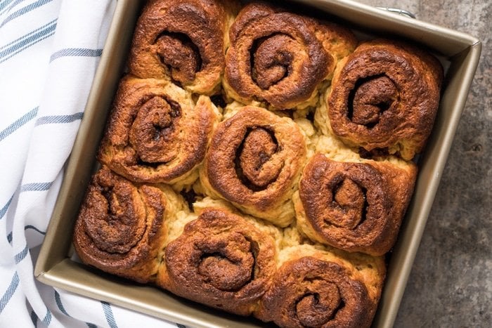 Freshly baked gluten free & keto cinnamon rolls without glaze