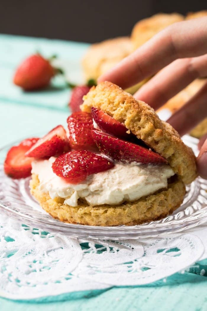Reaching in for a keto strawberry shortcake