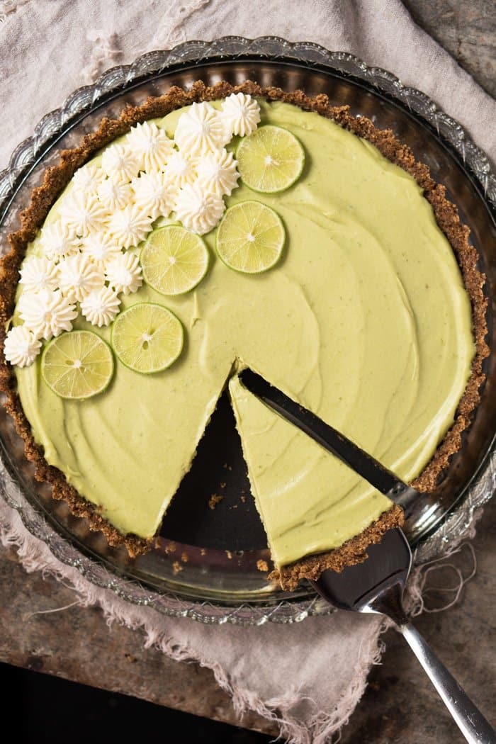 No-Bake Gluten Free, Paleo & Keto Key Lime Pie #keto #lowcarb #glutenfree #paleo #healthyrecipes #keylimepie #ketodessert #pie #ketorecipes #ketodiet