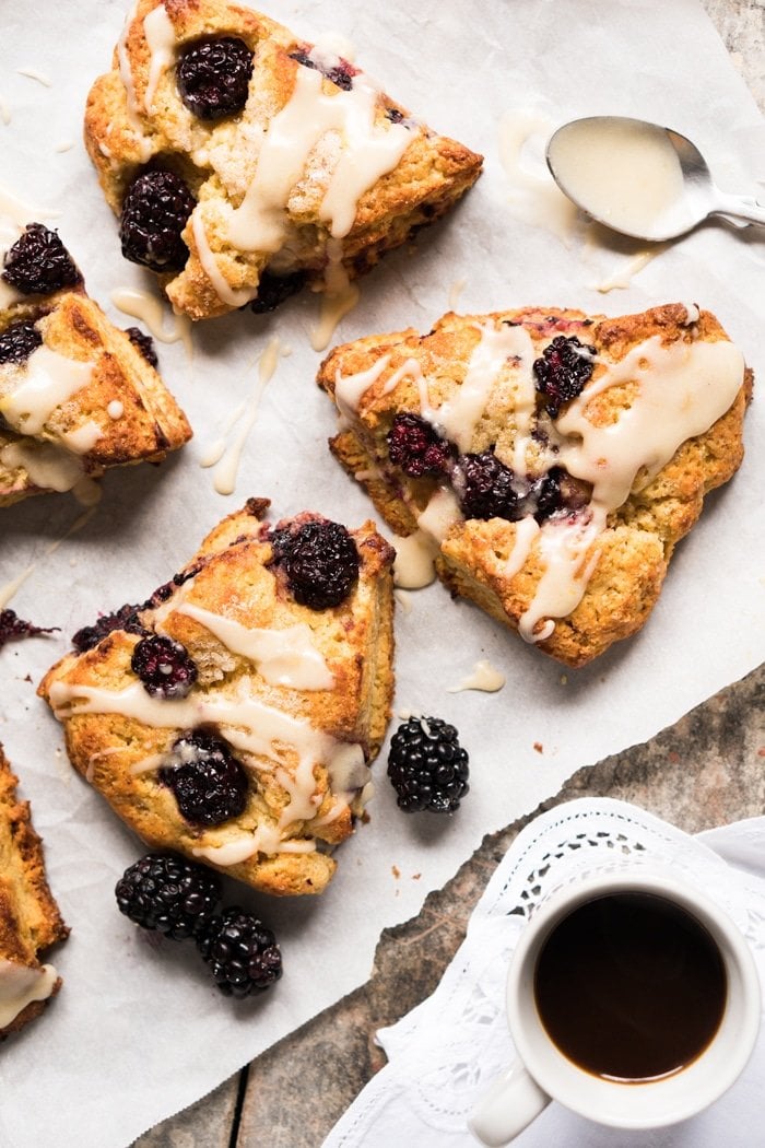 Gluten Free, Paleo & Keto Blackberry Scones #keto #lowcarb #glutenfree #paleo #healthyrecipes #scones #ketodessert #ketorecipes #ketodiet