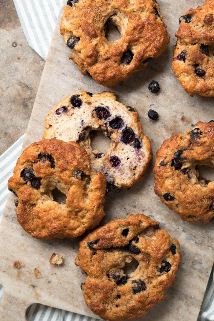 Gluten Free, Paleo & Keto Blueberry Bagels #keto #ketorecipes #lowcarb #dairyfree #glutenfree #paleo #healthyrecipes #bagels