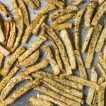Freshly baked Keto fries with jicama