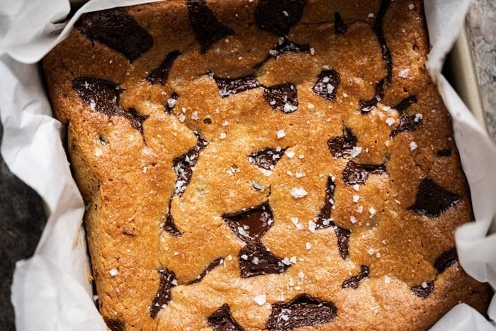 Freshly baked low carb peanut butter blondies