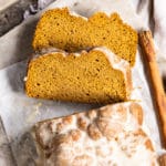 Keto pumpkin bread slices with glaze