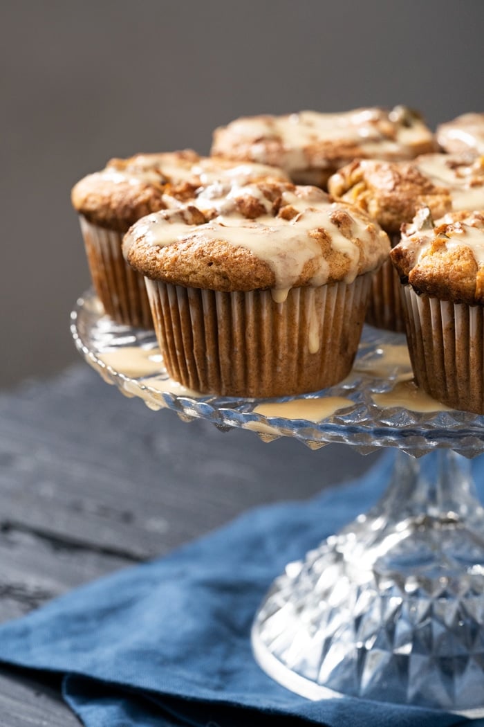 Freshly glazed low carb & keto apple muffins with zucchini