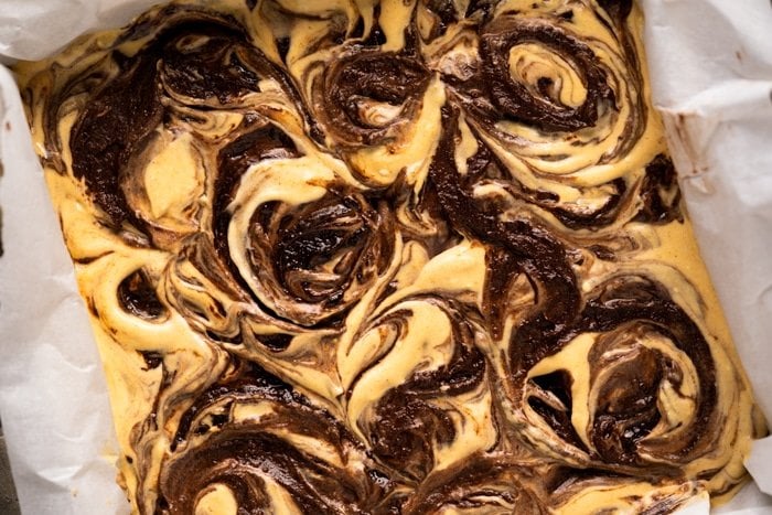 Keto pumpkin cheesecake brownie batter