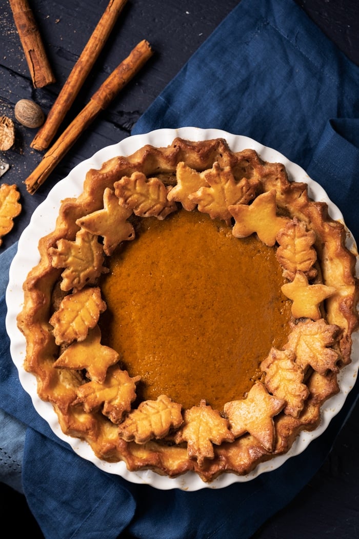 Freshly baked keto pumpkin pie
