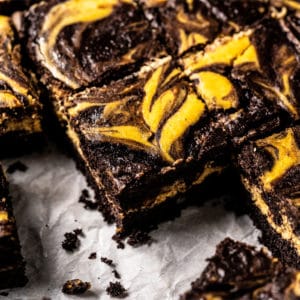 Keto pumpkin brownies with swirls