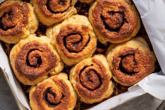 Freshly baked keto pecan sticky buns