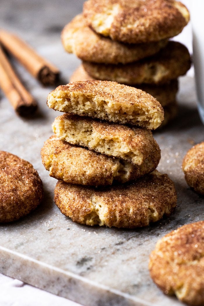 Gluten free & keto snickerdoodle cookies with an perfectly soft center