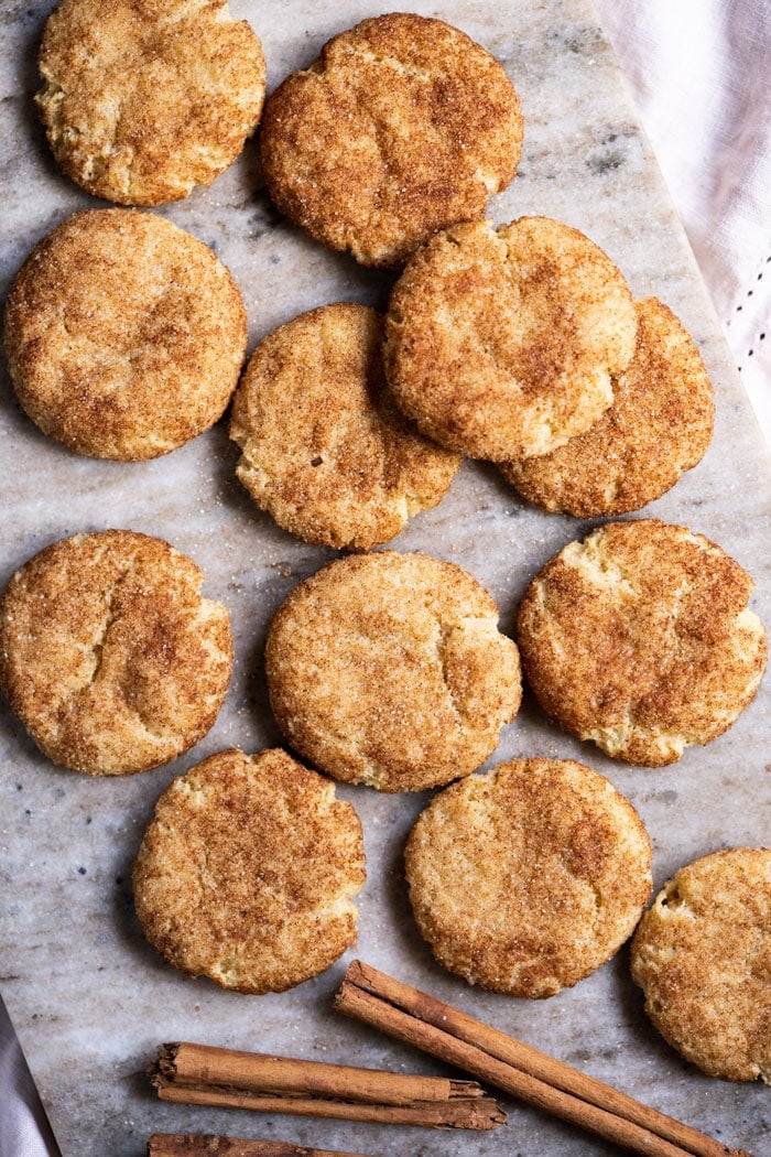 Freshly baked keto snickerdoodle cookies