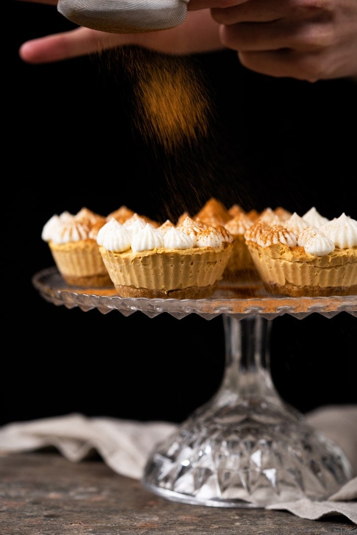 Keto pumpkin cheesecake with whipped cream
