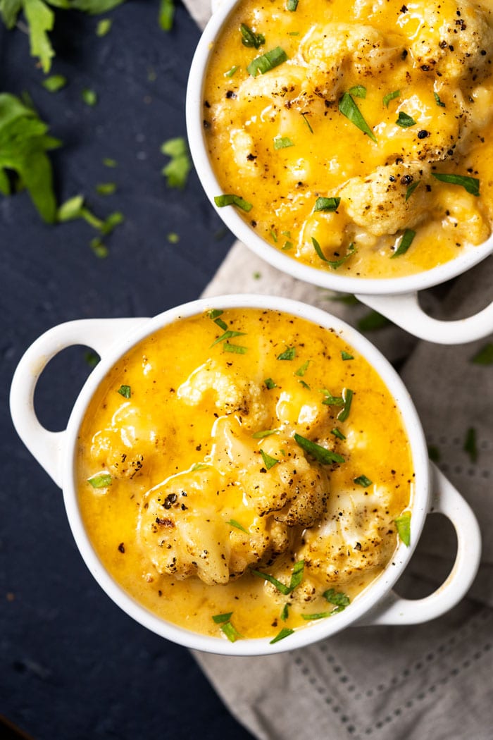 Creamy keto cauliflower mac and cheese