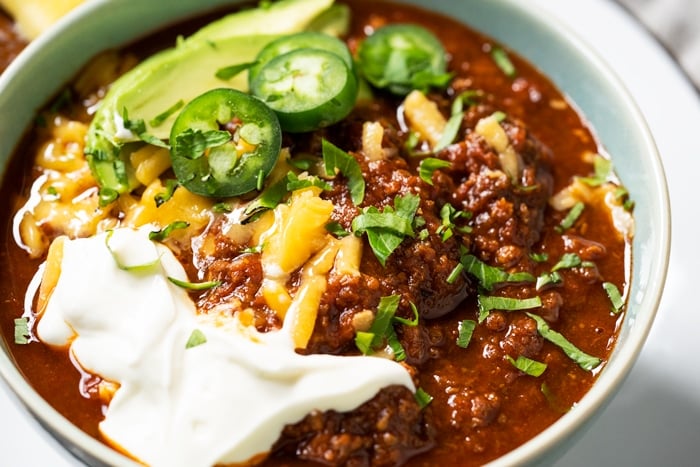 Closeup pale chili without beans 
