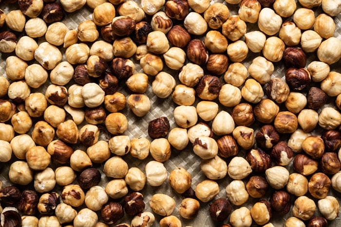 Freshly roasted hazelnuts