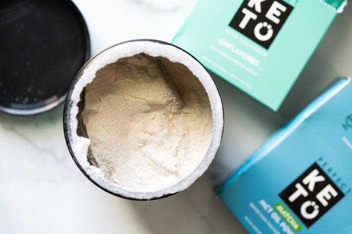 Perfect Keto caramel collagen powder unclose