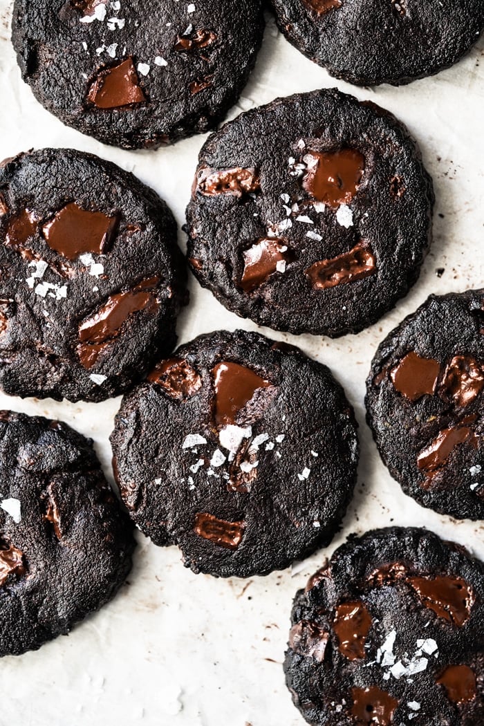 Keto chocolate shortbread with flaky sea salt and chocolate chunks