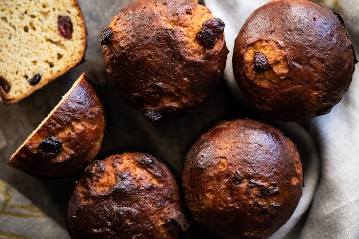 Freshly baked mini keto panettone