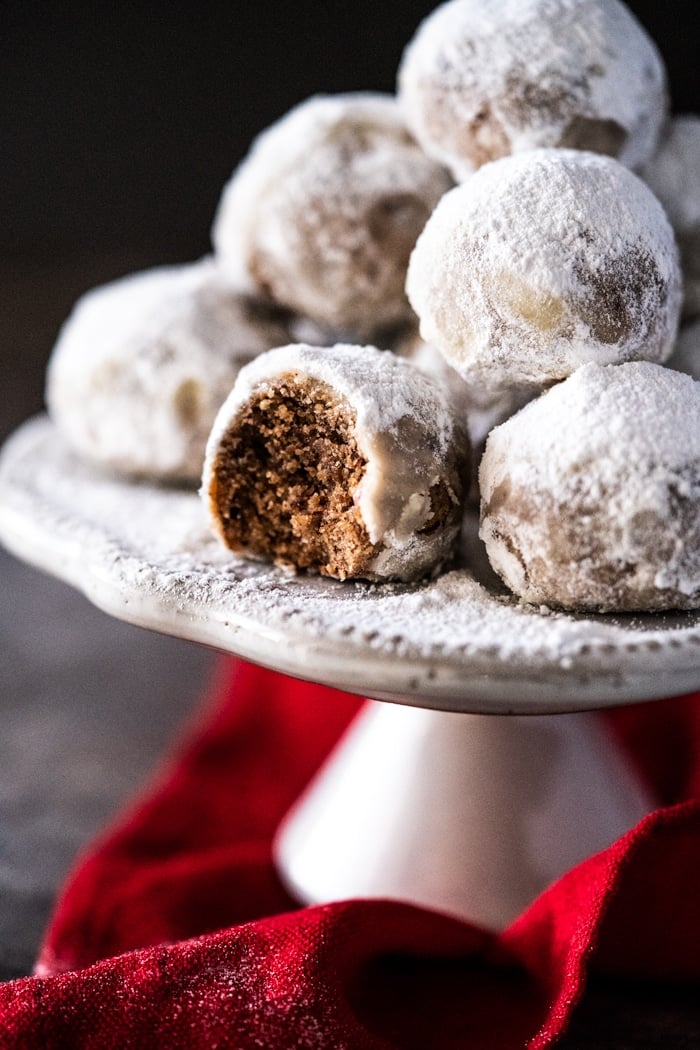 Piled up gluten free and keto snowball cookies