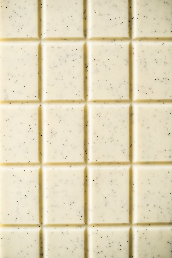 Keto white chocolate with vanilla beans
