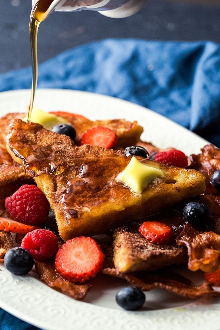Keto french toast with sugar free maple syrup