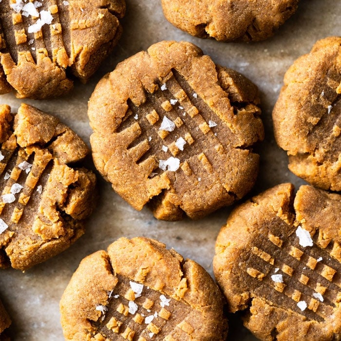 Sugar Free & Keto Peanut Butter Cookies With Flaky Sea Salt