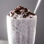 Keto cookies cream milkshake with extra 'Oreo crumbs' on top