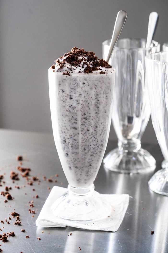 Keto cookies cream milkshake in soda glasses