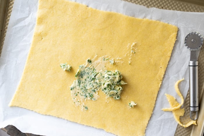 Trimmed Keto Dough with a dollop of garlic butter