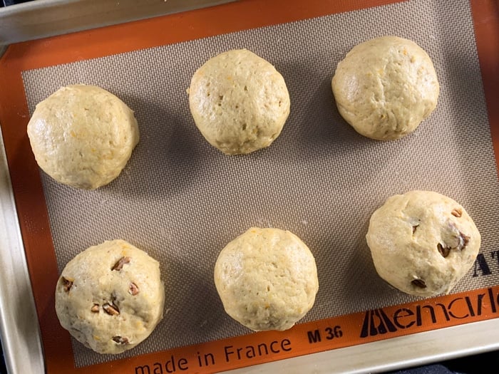Unbaked keto hot cross buns before rising